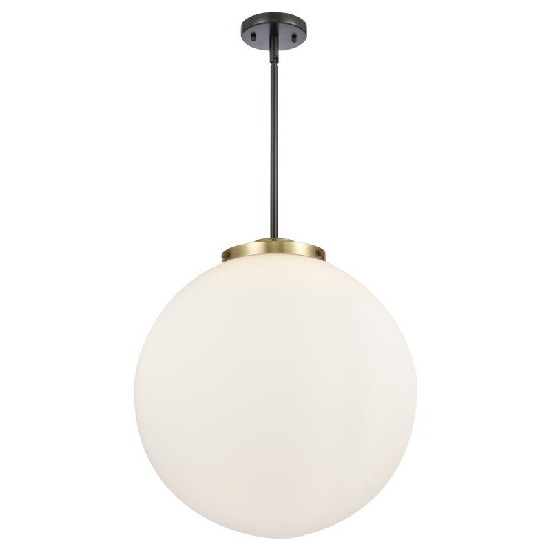 Luminaire suspendu sphère 3 lumières DEL Beacon, H 19 po x l 18 po x P 18 po, Laiton antique noir, Blanc mat
