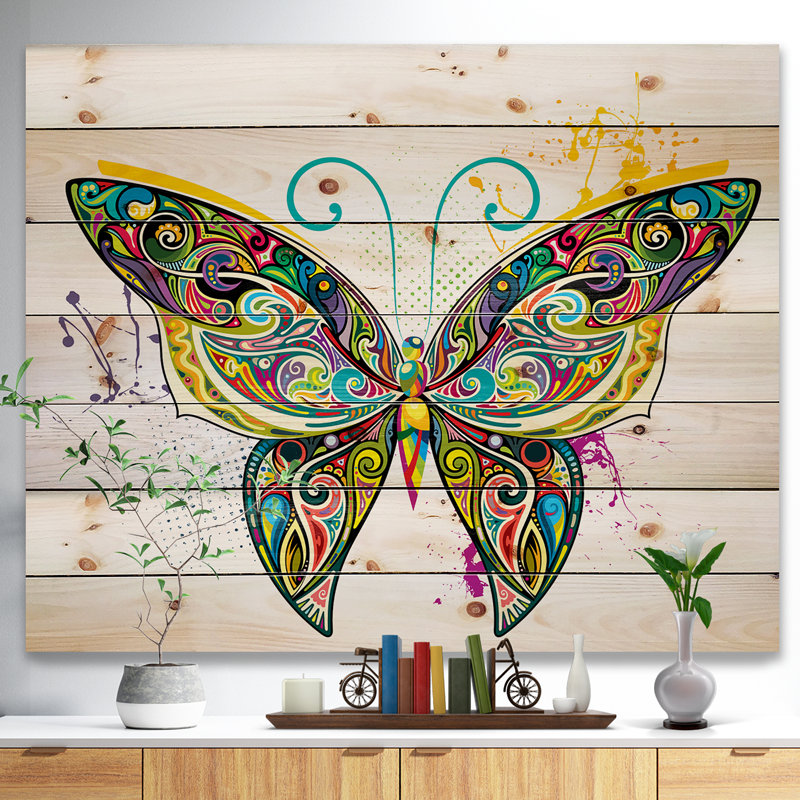 « ajouré papillon », impression, H 15 po x l 20 po x P 1 po, Bois