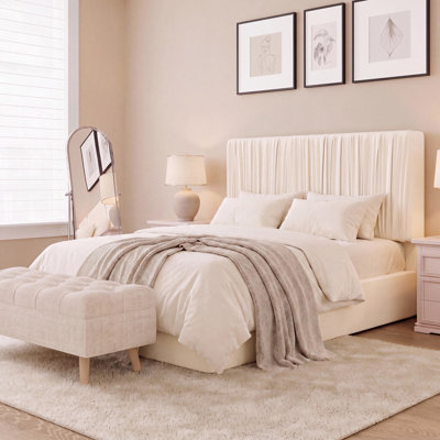 Fully Padded Velvet Platform Bed with Adjustable Headboard, No Box Spring Needed