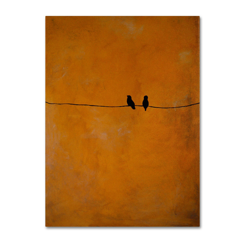 «Bird pair jaune», reproduction d'art sur toile tendue, H 19 po x l 14 po x P 2 po