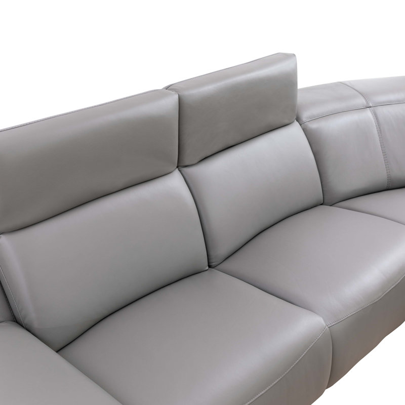 207" Wide 5-Piece Multifunction Grey Genuine Leather Living Room Sofa Set