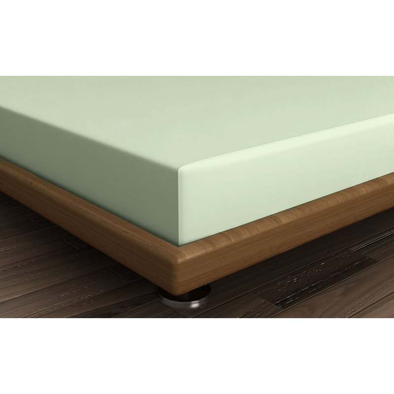 Premium Ranforce Double Fitted Sheet, Light Green, 51.2 x 74.8 + 11.8 inches | 100% Cotton, 155 Thread Count, Soft and Durable | Machine Washable, Perfect for Comfortable Sleep and Easy Care