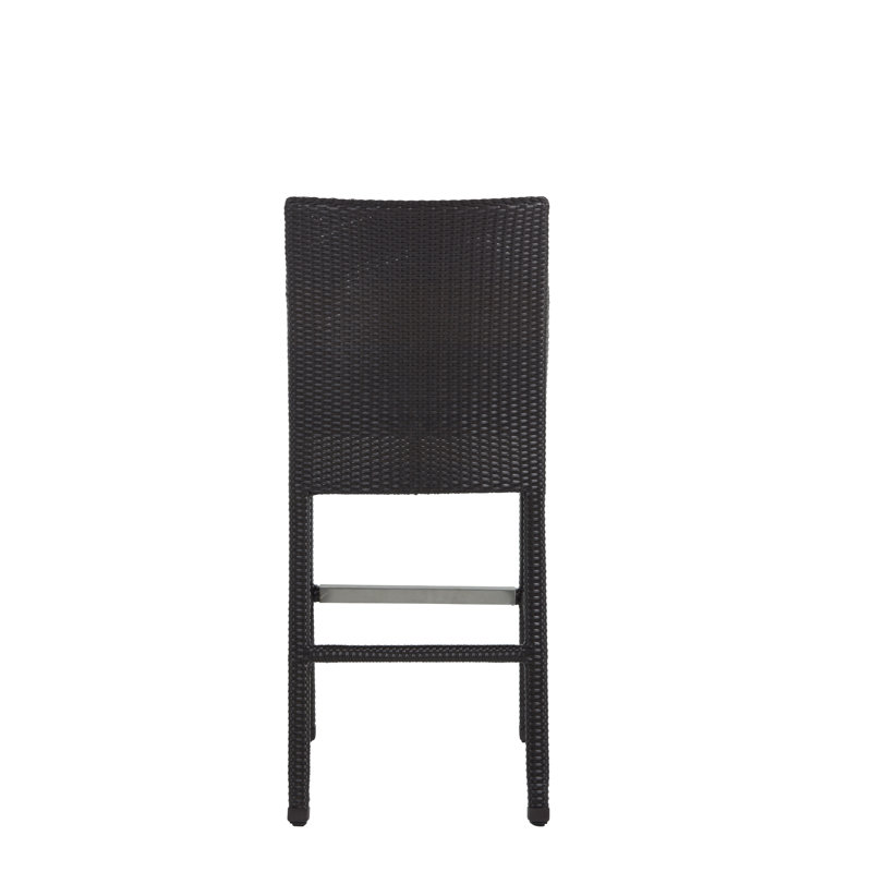 Athena Patio Bar Stool with Cushion, Welt, Black Walnut, Rollo Lace InsideOut® Linen
