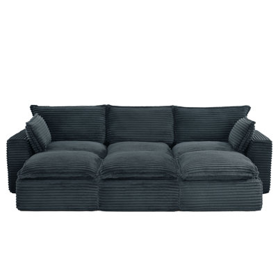 109.4"Cloud Modular Sectional Sofa With Ottomans,Modern Minimalist Upholstered Couches, Deep Seat Corner Couch,No Assembly Required
