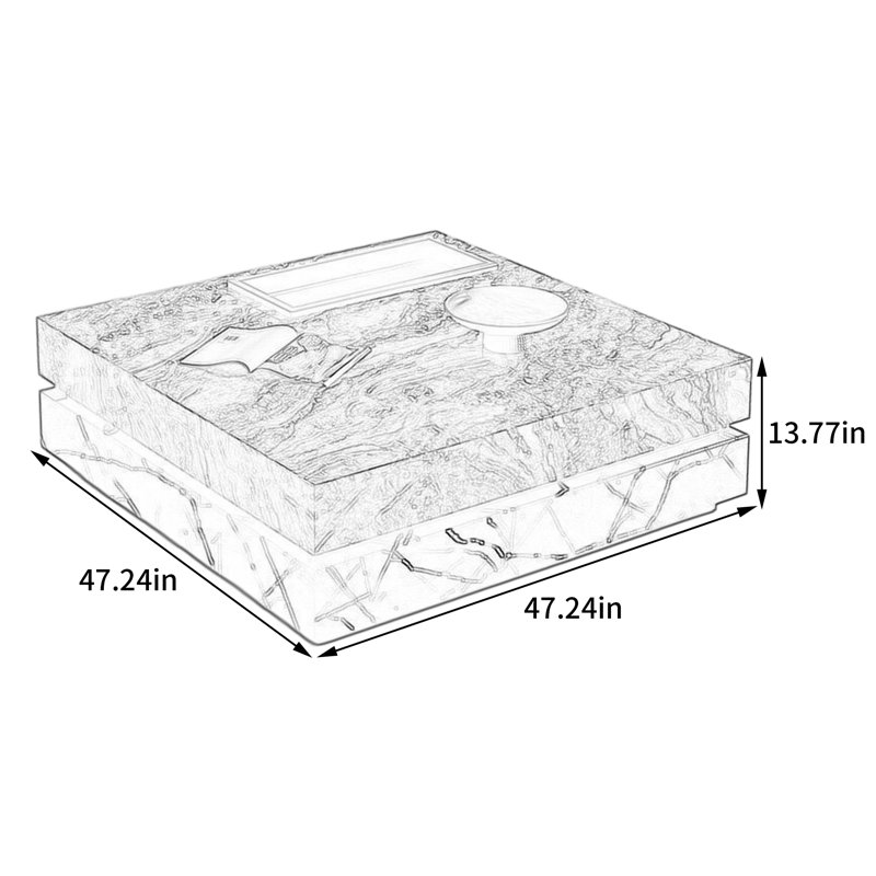 Table basse de luxe Italian Premium, 13.77" H x 47.24" W x 47.24" D, Noir/gris, Noir / blanc