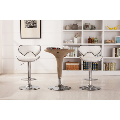Blanc, de 2 avec - base, siège en similicuir, fonction pivotante, rembourré de style contemporain 2, base et siège confortable