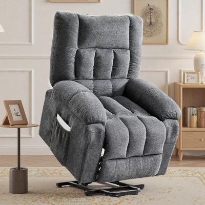 Oversize Power Lift Assist Reclining Chair with Massage Heating & Side Pocket by Latitude Run