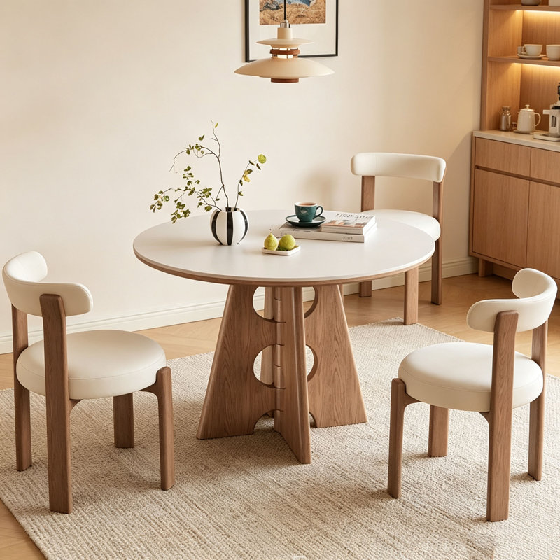 Table à manger en dalles de pierre Wabi-Sabi, 29.5" H x 43.3" W x 43.3" D, 5