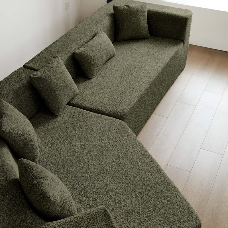 Canapé modulaire minimaliste 127,5 po avec siège profond 127,5 po, aucun assemblage requis