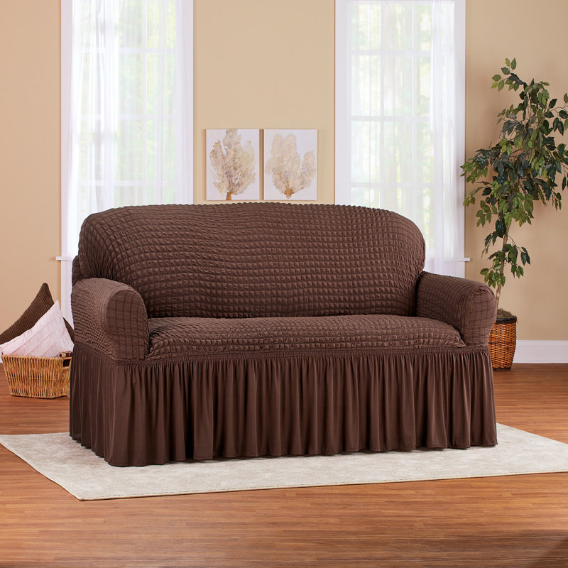Housse pour canapé à coussins carrés texturés, Chocolat, 2.36" H x 90"W x 90"D