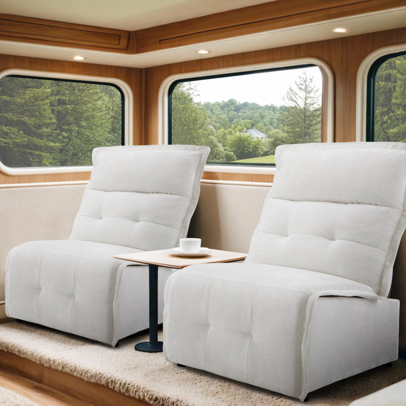 3.5" Wall Clearance Armless Power Recliner Chair with USB Ports, Cream Polyester