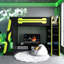 Lit mezzanine simple en bois avec bureau, tablettes multiples et lumière RVB, vert-641792012