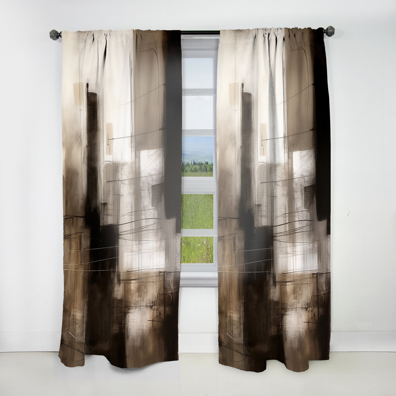 Lamara - Mid-Century noir Fusion V - Rideau moderne - Velours obscurcissant - 1 panneau, L 52 po x L 90 po