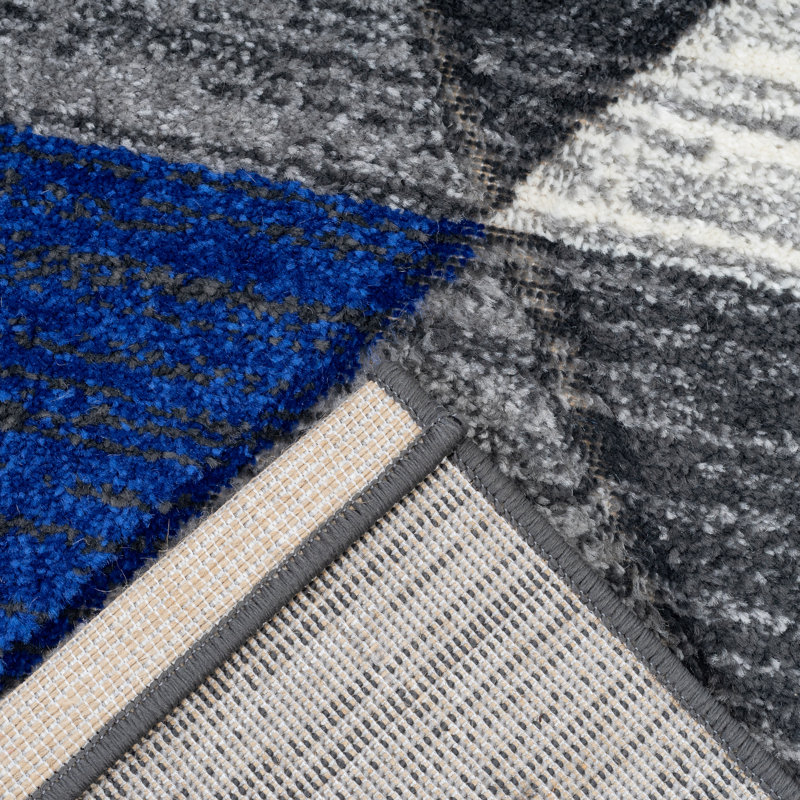 Eliya Vision Navy Rug, Rectangle 60 x 110cm
