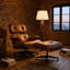 Méridienne Mid-Century avec repose-pieds, fauteuil d'appoint en cuir véritable, fauteuil inclinable ergonomique pour la chambre à coucher du salon-133329646-133329645