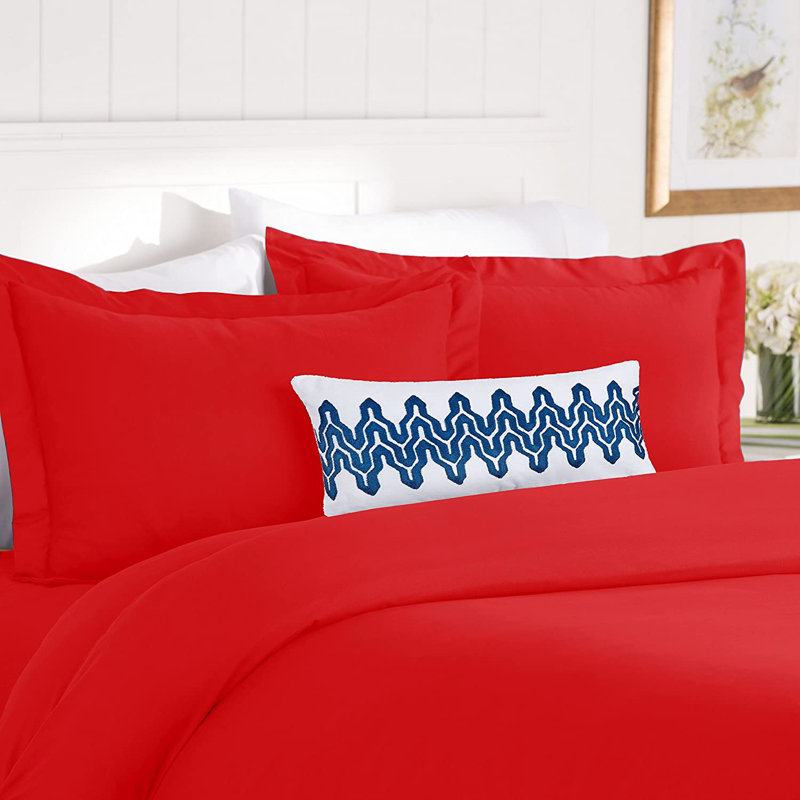 Percale Duvet Cover, Queen Duvet Cover + 2 Standard Shams, Red