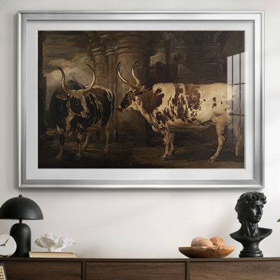 Two Cattle in a Stable-James Ward-Framed Print with Mat and glass-c. early 19th Century