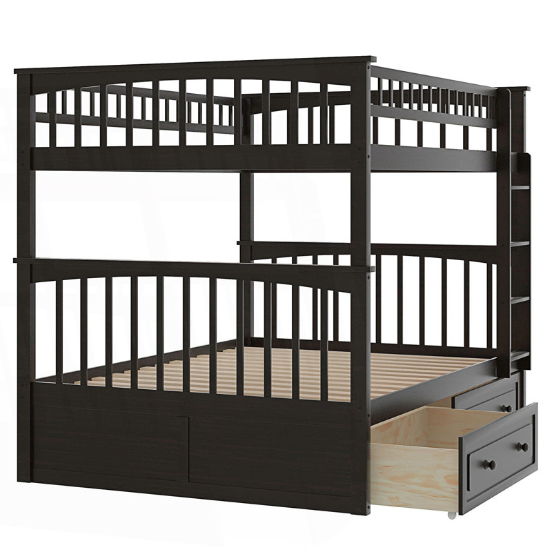 Full Over Full Bunk Bed With Drawers, Full