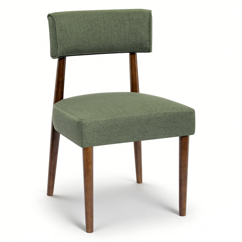 Chaise d'appoint rembourrée en bois massif, 4, Vert, Bois espresso