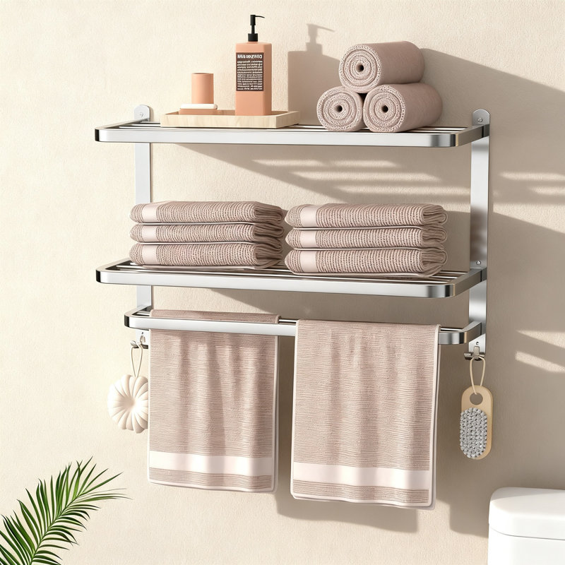 Porte-serviettes mural en acier inoxydable (argent)