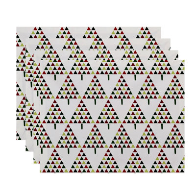 Ensemble de napperon à motif d’arbre triangulaire 4 pièces Christmass