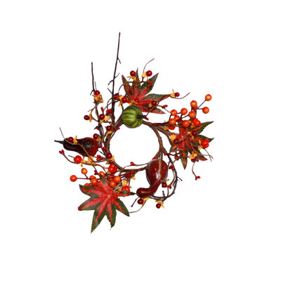 3.25" Inner Diameter Gourd with Berries Pillar Candle Ring