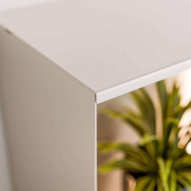 Square Metal Cube Shelf, Cashmere / Cashmere with LED