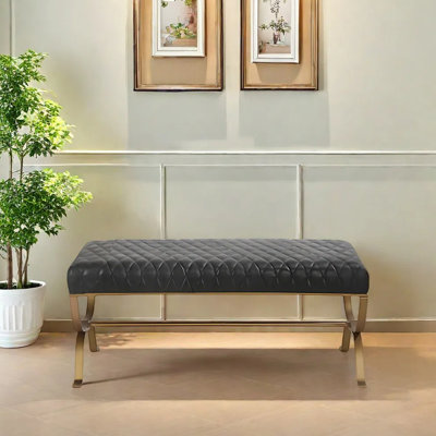 Banc avec repose-pieds en métal