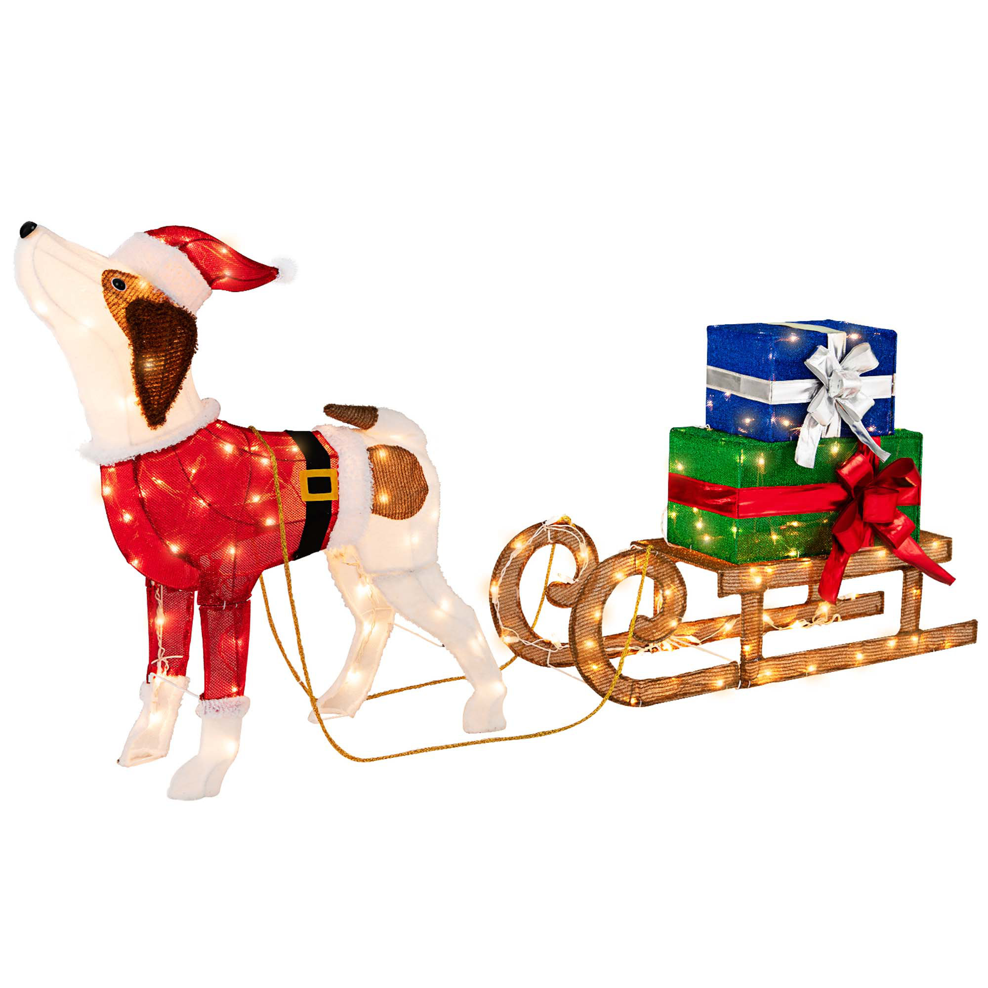 The Holiday Aisle® Christmas Dog Sleigh & Gift Boxes Wayfair