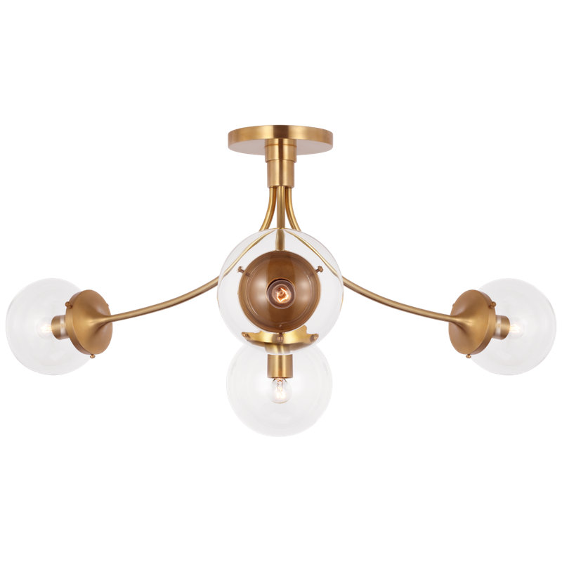 Prescott 4 - Light Semi Flush Mount, Clear, Polished Nickel