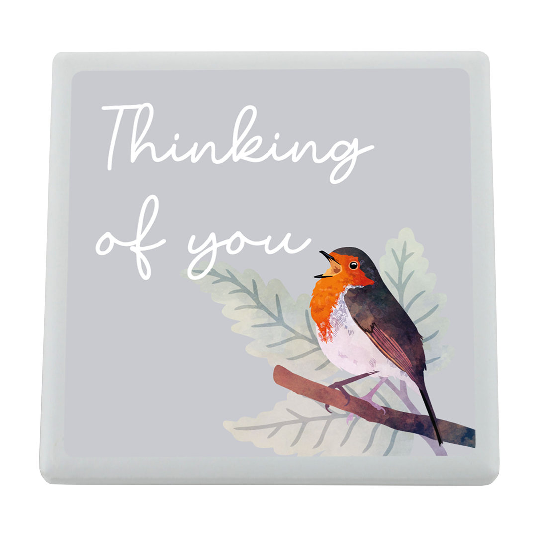 Thinking Of You Festive Singing Robin Christmas Ceramic Block Sidibe Animals Decorative Slates
