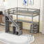 Lit mezzanine avec éclairage DEL, bureau d'étude intégré et escalier, tiroirs-1897044257-1897044318