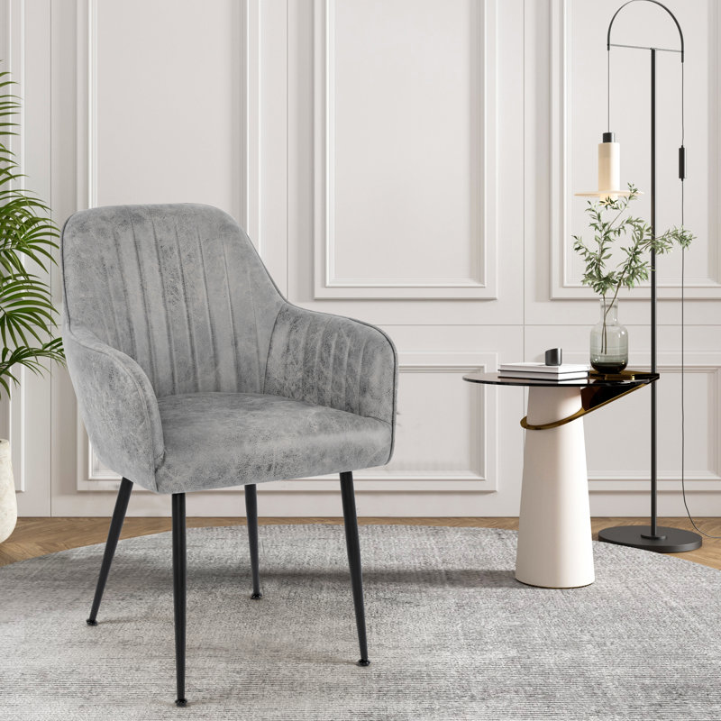 Fauteuil rembourré en velours Aisaiah, Gris gris / noir