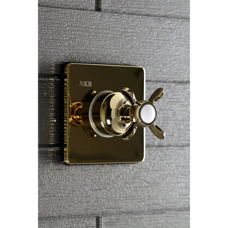 Kingston Brass Single-Handle Wall Mount Three-Way Diverter Valve with Trim Kit, Polished Brass