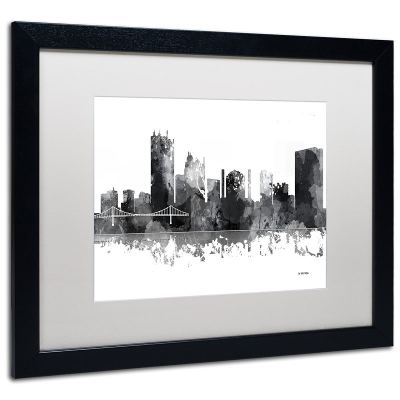 « toledo ohio horizon bg-1 », impression sur toile encadrée, H 16 po x l 20 po x P 0,5 po, Noir
