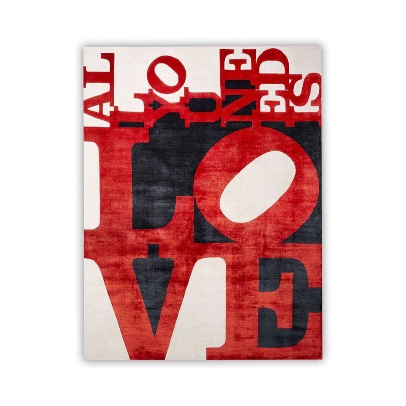 Tapis rouge lavable All You Need Is Love, Tapis de couloir 2 pi 6 po x 9 pi 10 po