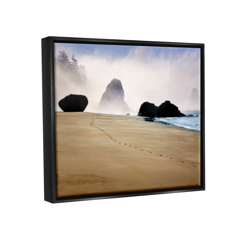 "Dovecove Beach Sand" par Foggy Cliff, Cadre flottant noir de jais, H 17 po x l 21 po x P 1,7 po