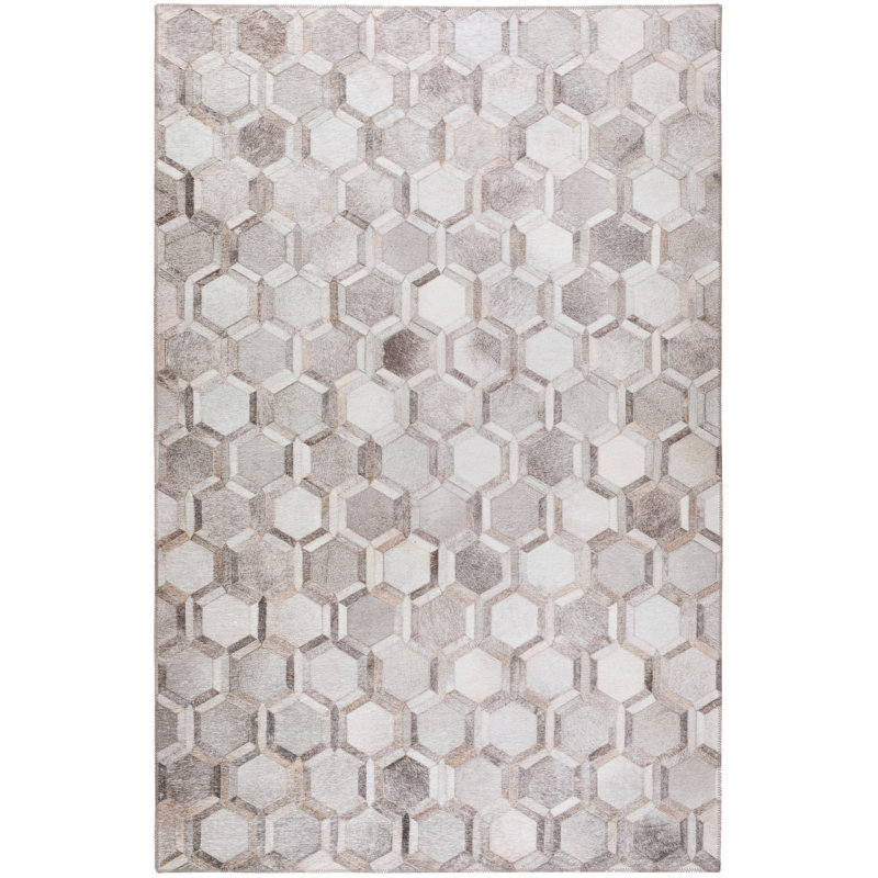 Tapis gris en similicuir mosaïque 3 po x 5 po, Rectangle 10 pi x 14 pi