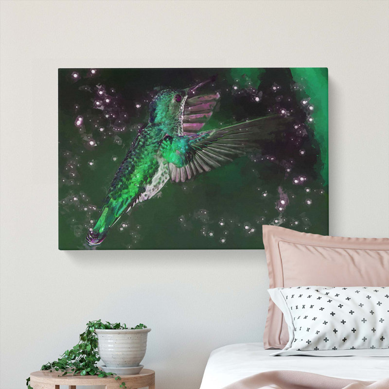 Green-Crowned Hummingbird In Abstract - Wrapped Canvas, 60cm H x 91cm W x 3cm D