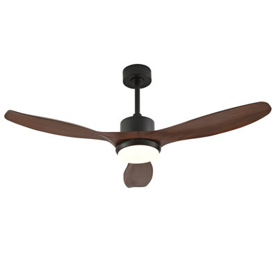 Hot sales 52 Inch Modern Black Ceiling Fan With Light 3 ABS  Blades Remote Control Reversible DC Motor With Dimmable LED