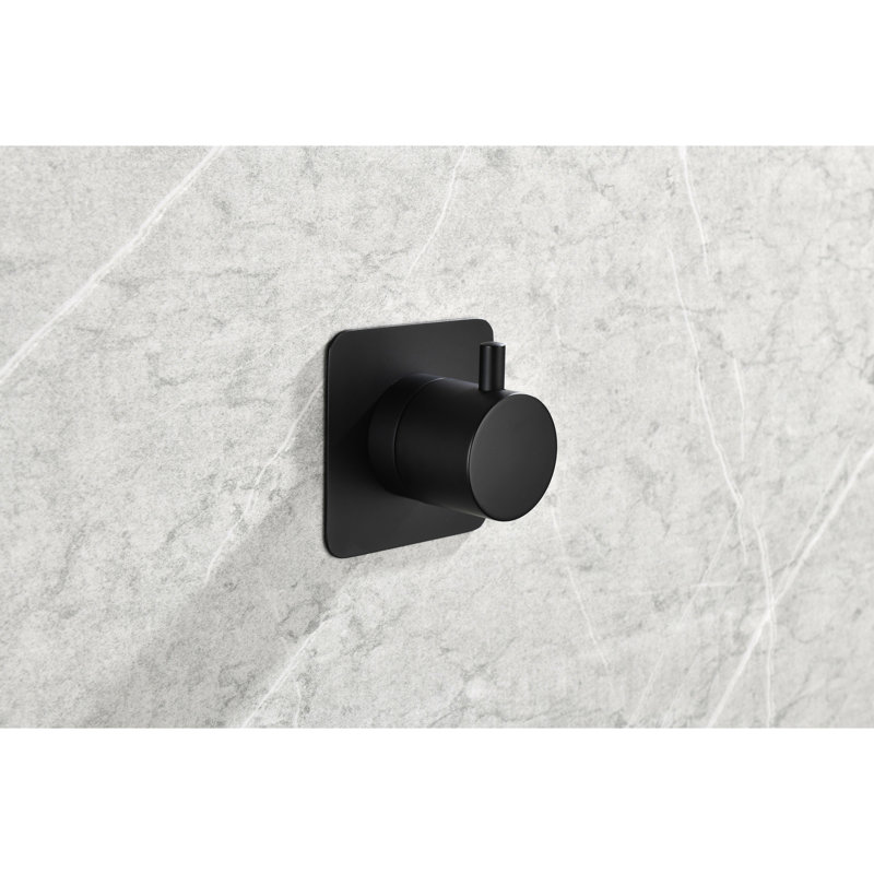 Valve de contrôle de volume 3/4 po pour douche à haut débit, poignée en laiton réglable, noir mat, construction, température de l'eau précise et valve de gestion, débit supplémentaire, noir avec douche de construction