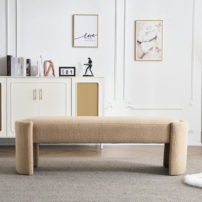 Le repose-pieds moderne de couleur chameau - structure en bois, offre un siège relaxant et une assise confortable
