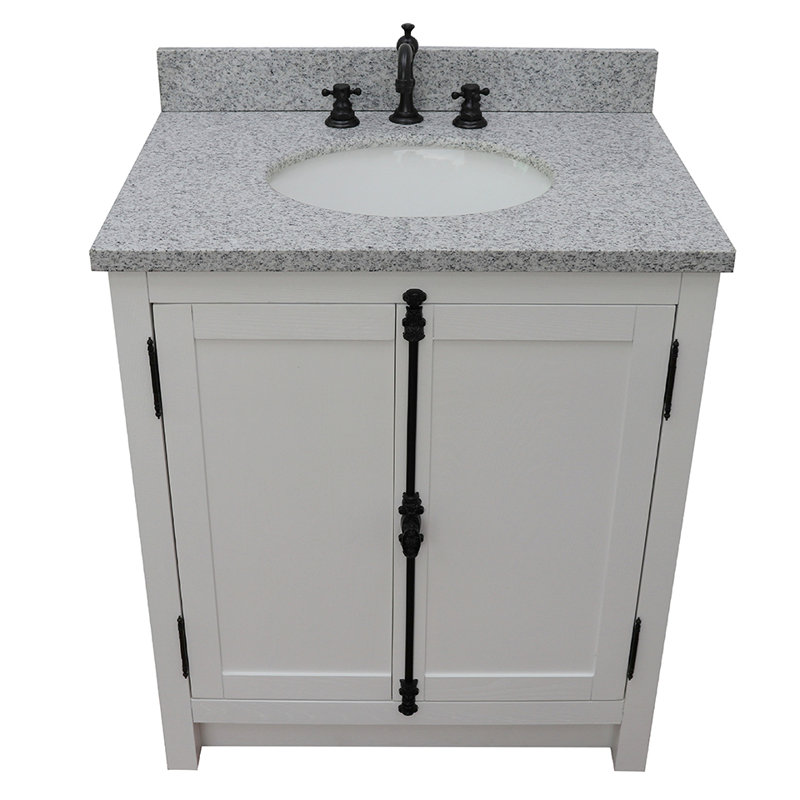 Zielke 31'' Single Bathroom Vanity with Top, Glacier Ash, Gray Granite
