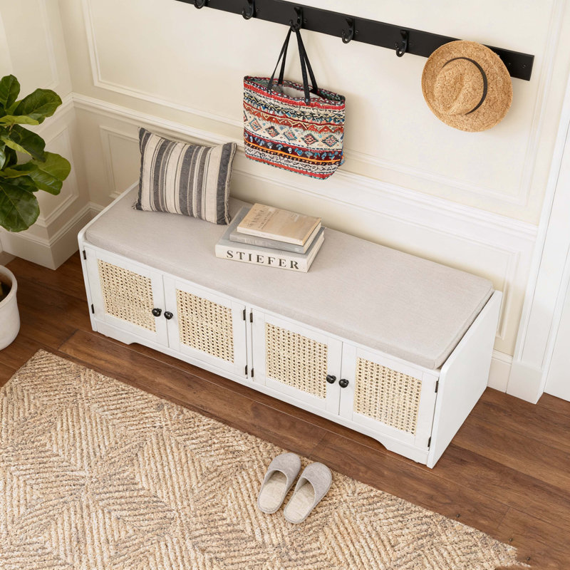 Banc de rangement Rustic, Blanc