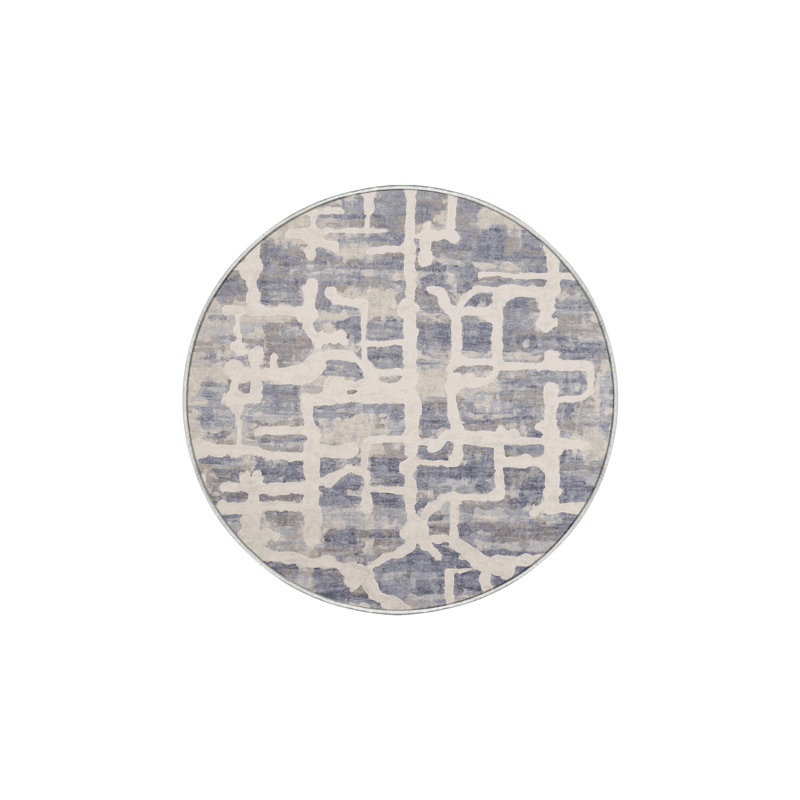 Machine Washable Beige Area Rug, Round 6'