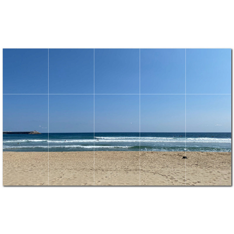 Murale en céramique satinée Beach Photo 4,25 po x 4,25 po