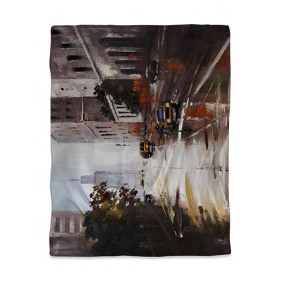 Morning Street Scene Duvet Cover | Brown Cities Bedroom Decor