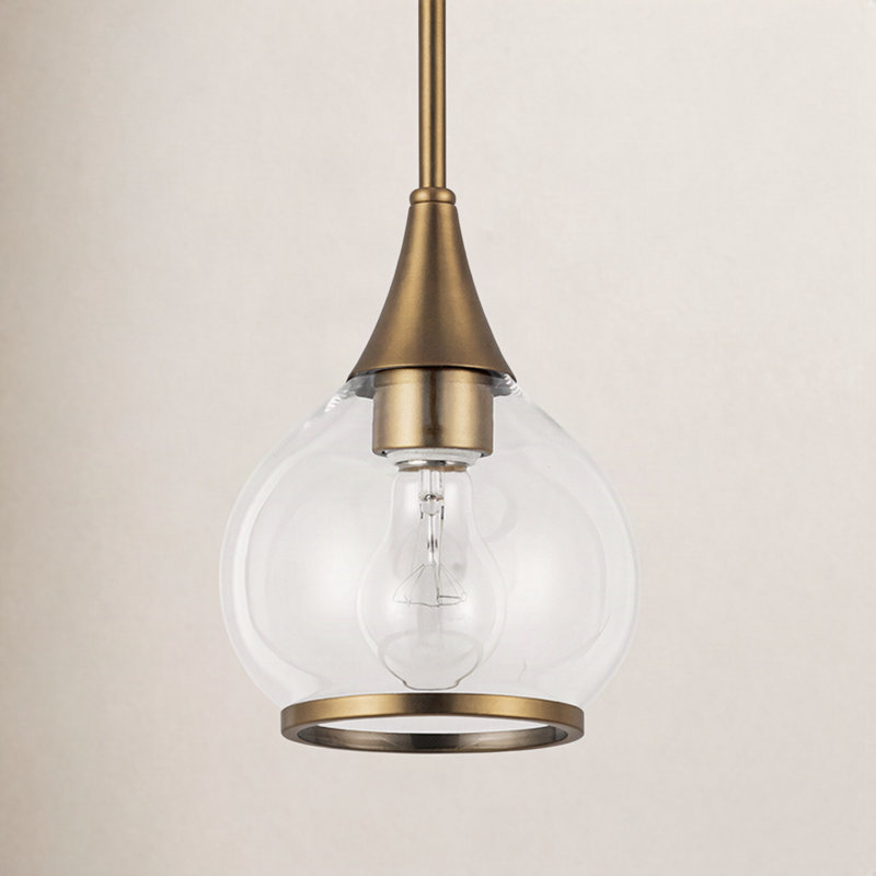 Nieve 1 - Light Teardrop Pendant, Clear, Aged Gold