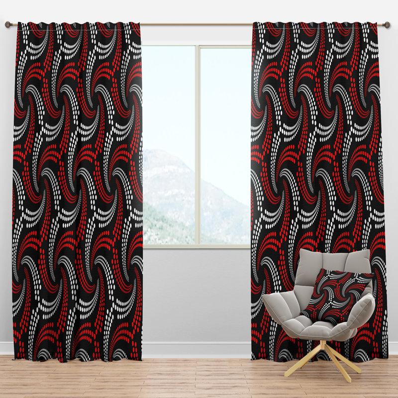 Panneau de rideau simple semi-diaphane avec passe-tringle Mid-Century Spirals, l 52 po x L 120 po