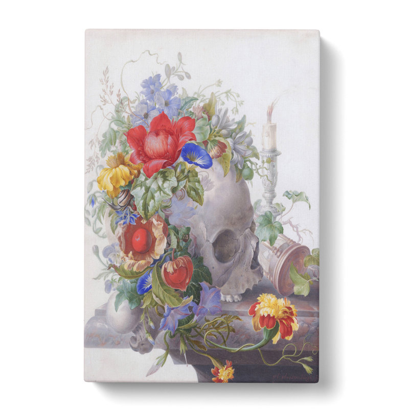 Skull With Flowers Vol.1 by Herman Henstenburgh - Wrapped Canvas Painting, 76cm H x 50cm W x 3cm D